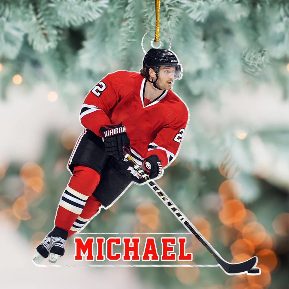 Personalized Custom Hockey Christmas Ornament, Gift for Hockey Players