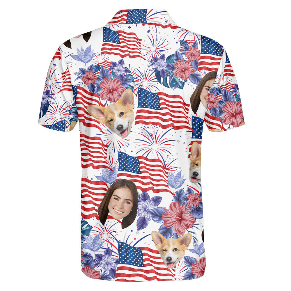 Personalized 4th Of July Polo Shirt with Faces