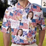 Personalized 4th Of July Polo Shirt with Faces