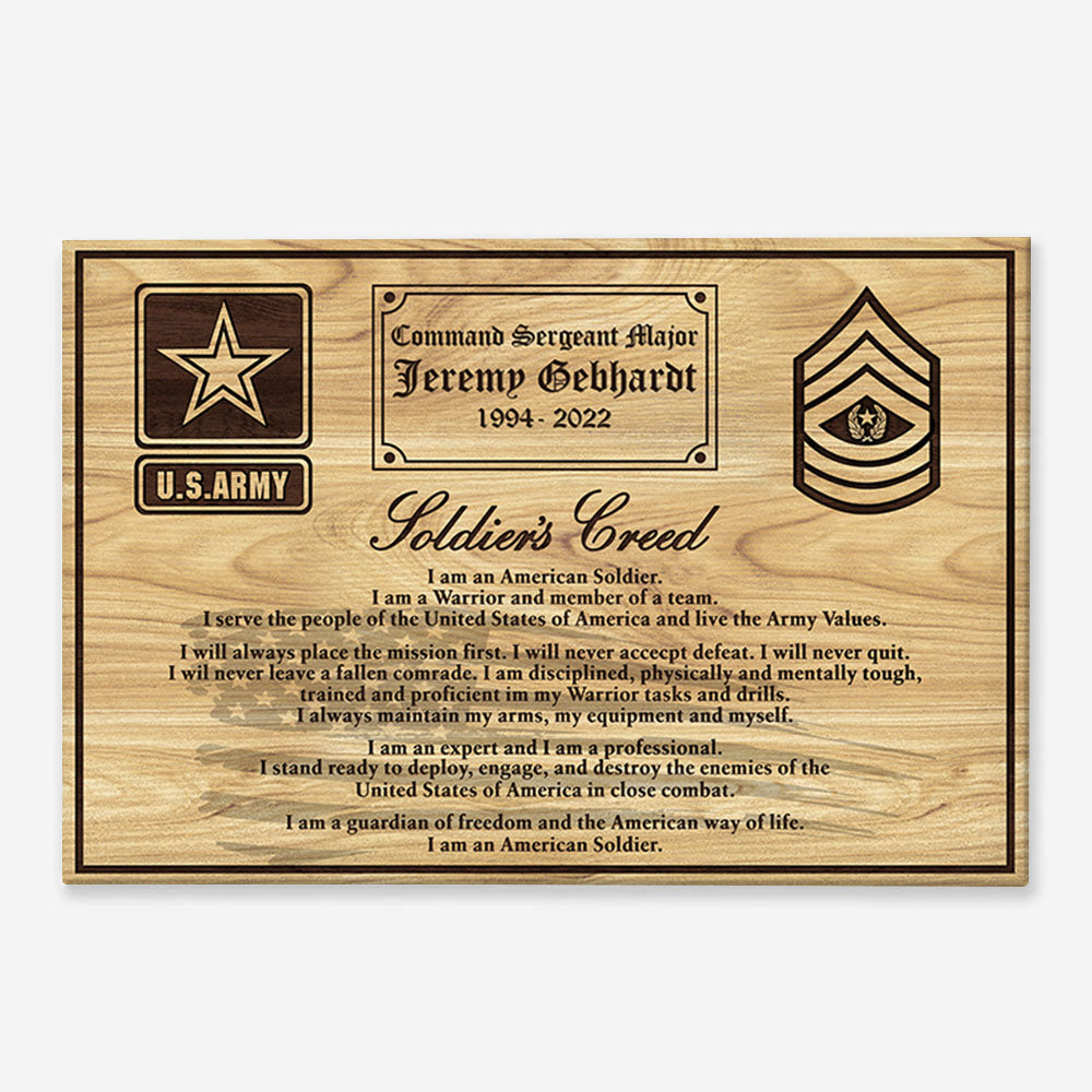 Military Creed Custom Poster Canvas Gift For US Military Veteran H2511