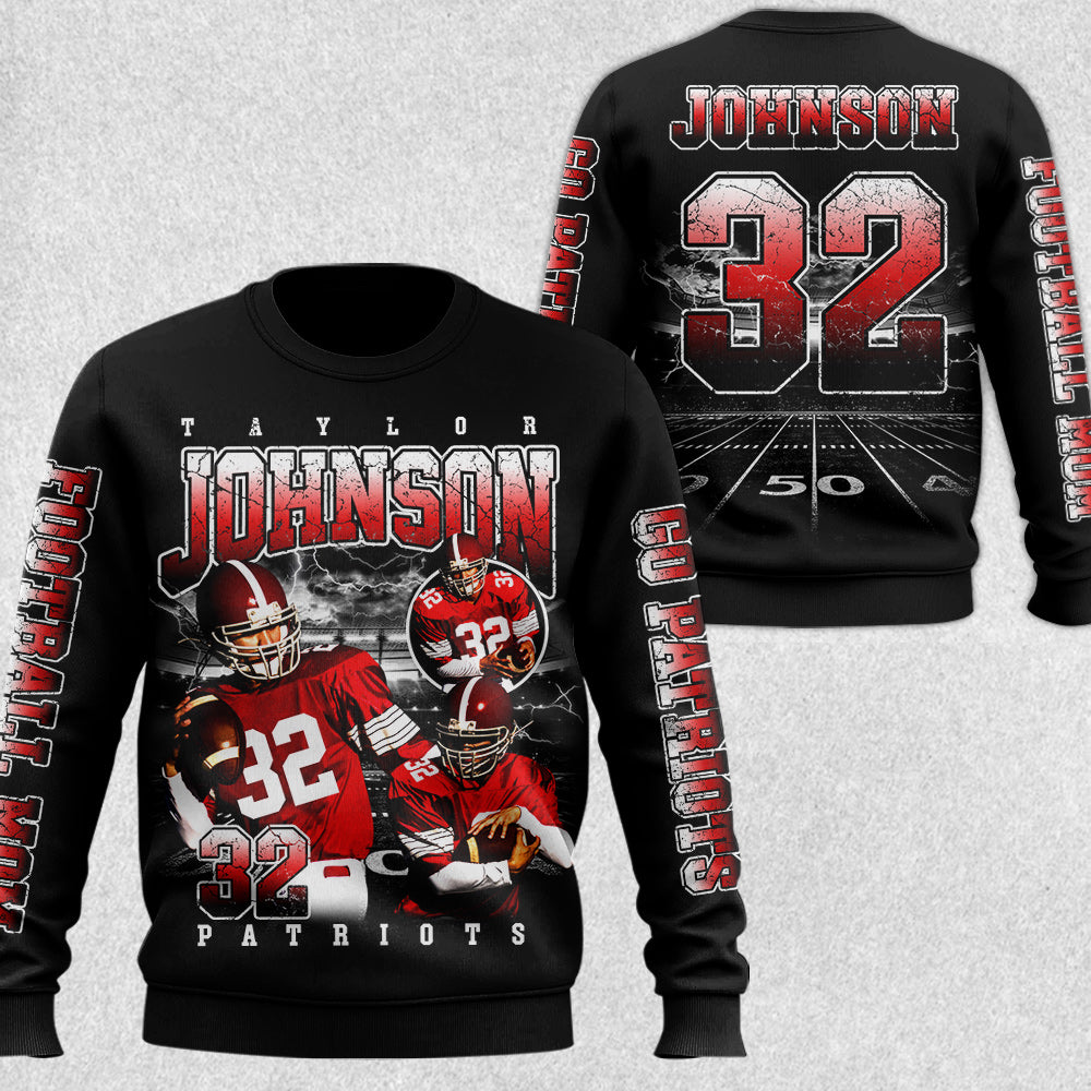 Custom Football All Over Print Shirt Bootleg Player Shirt, Team Name Gift For Football Lovers Game Day Shirt H2511