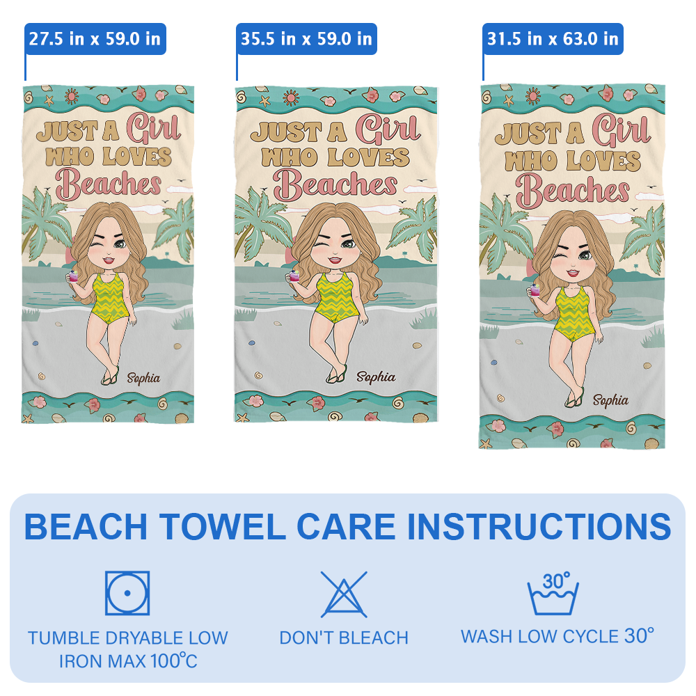 Just A Girl Who Loves The Beach - Custom Towel For Vacation, Cute Personalized Towel NA04 Pa00