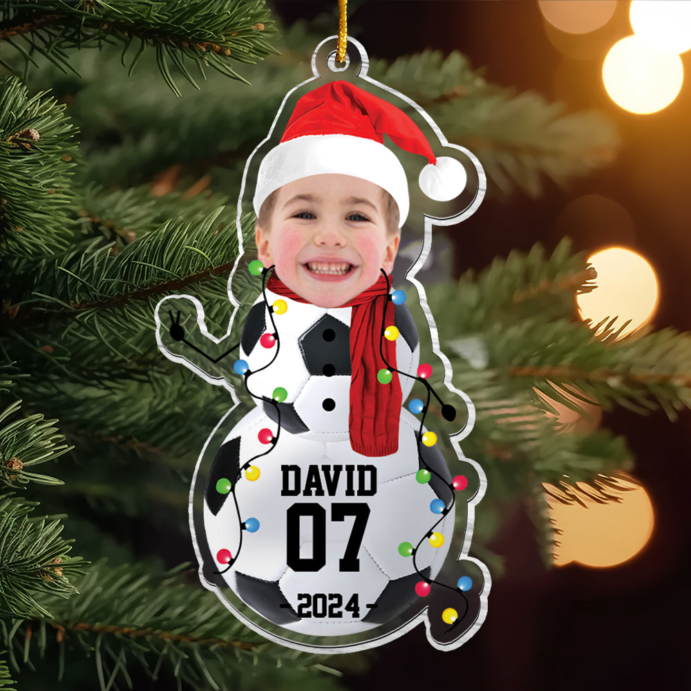 Custom Photo Soccer Snowman Ornament - Gifts For Players, Team, Boys - Personalized Acrylic Ornament Tu20