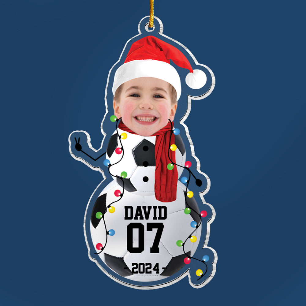 Custom Photo Soccer Snowman Ornament - Gifts For Players, Team, Boys - Personalized Acrylic Ornament Tu20