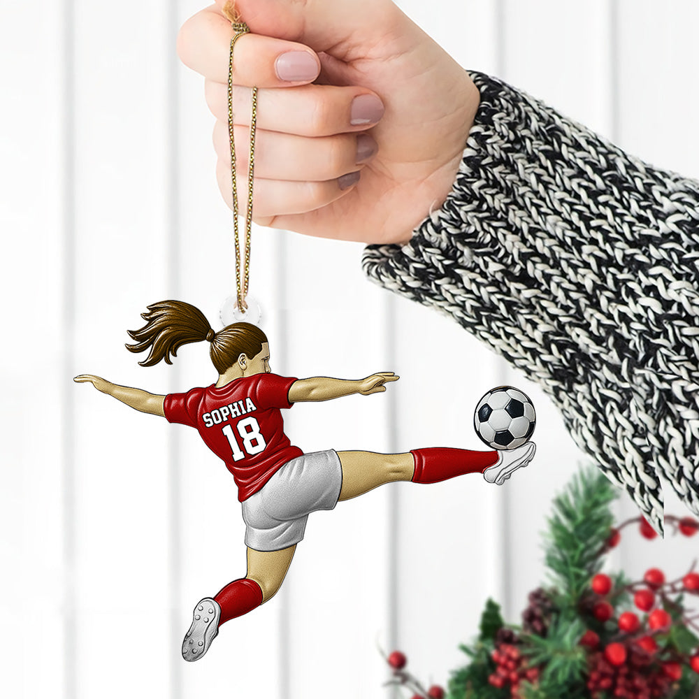 Custom Personalized Girl Soccer Player Acrylic Ornament, Gift For Girl Soccer Players