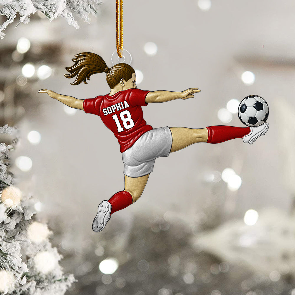 Custom Personalized Girl Soccer Player Acrylic Ornament, Gift For Girl Soccer Players