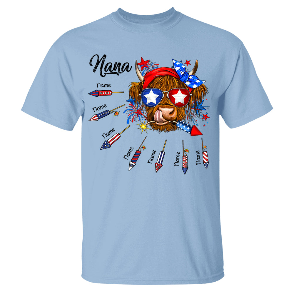 Personalized Grandma Patriotic With Firecrackers, Cute 4Th Of July Shirt For Grandma Vr2