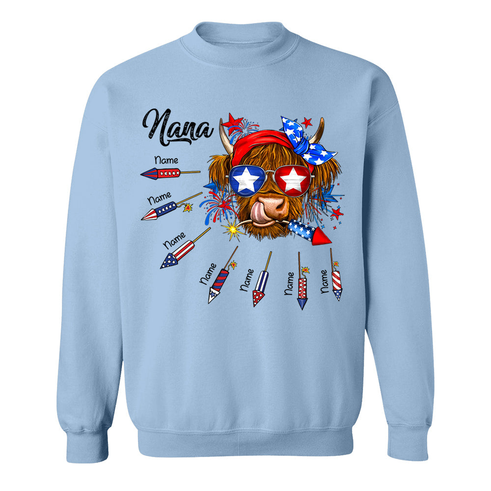 Personalized Grandma Patriotic With Firecrackers, Cute 4Th Of July Shirt For Grandma Vr2