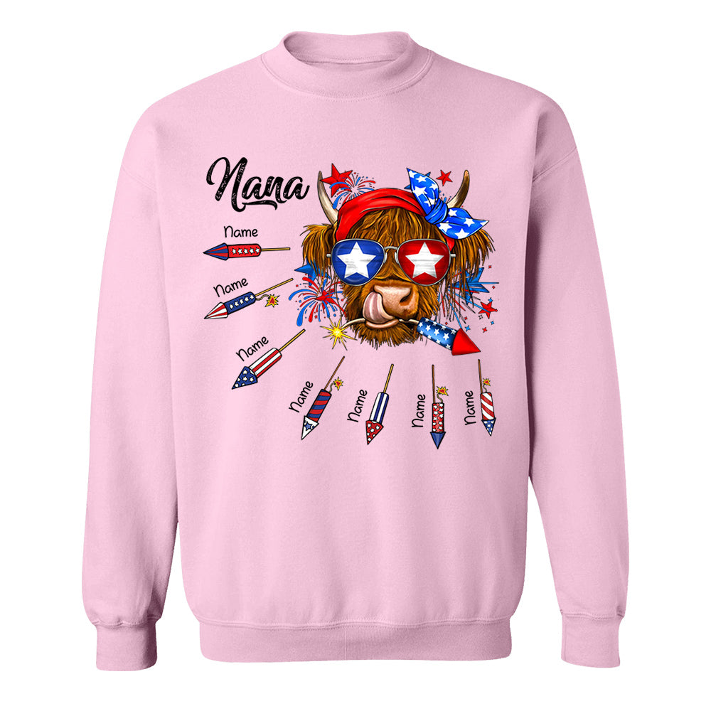 Personalized Grandma Patriotic With Firecrackers, Cute 4Th Of July Shirt For Grandma Vr2