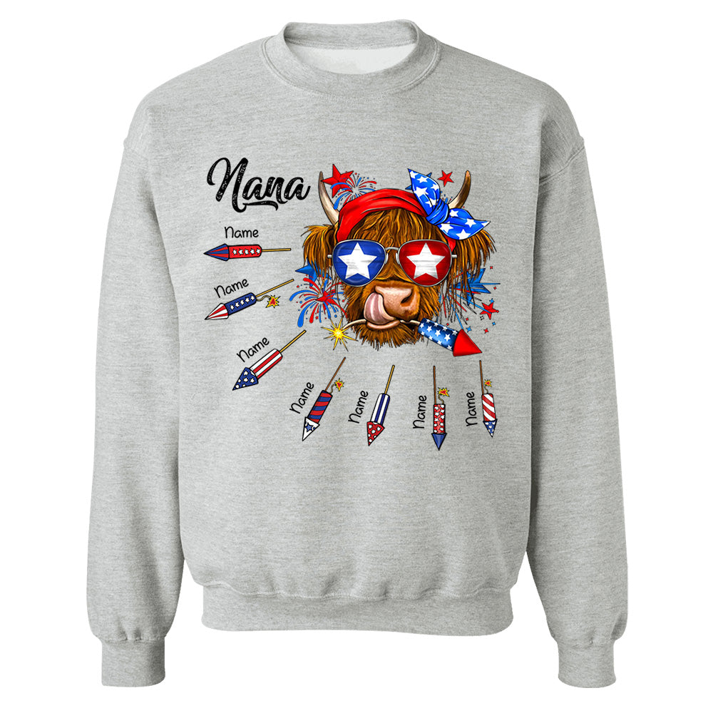 Personalized Grandma Patriotic With Firecrackers, Cute 4Th Of July Shirt For Grandma Vr2