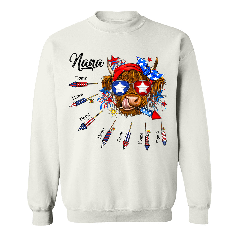 Personalized Grandma Patriotic With Firecrackers, Cute 4Th Of July Shirt For Grandma Vr2