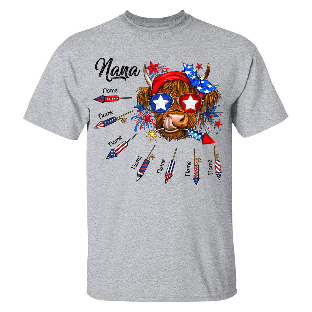 Personalized Grandma Patriotic With Firecrackers, Cute 4Th Of July Shirt For Grandma Vr2