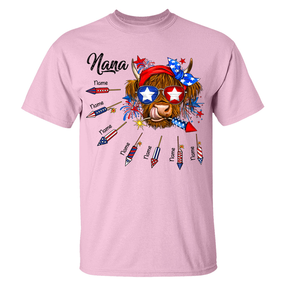 Personalized Grandma Patriotic With Firecrackers, Cute 4Th Of July Shirt For Grandma Vr2