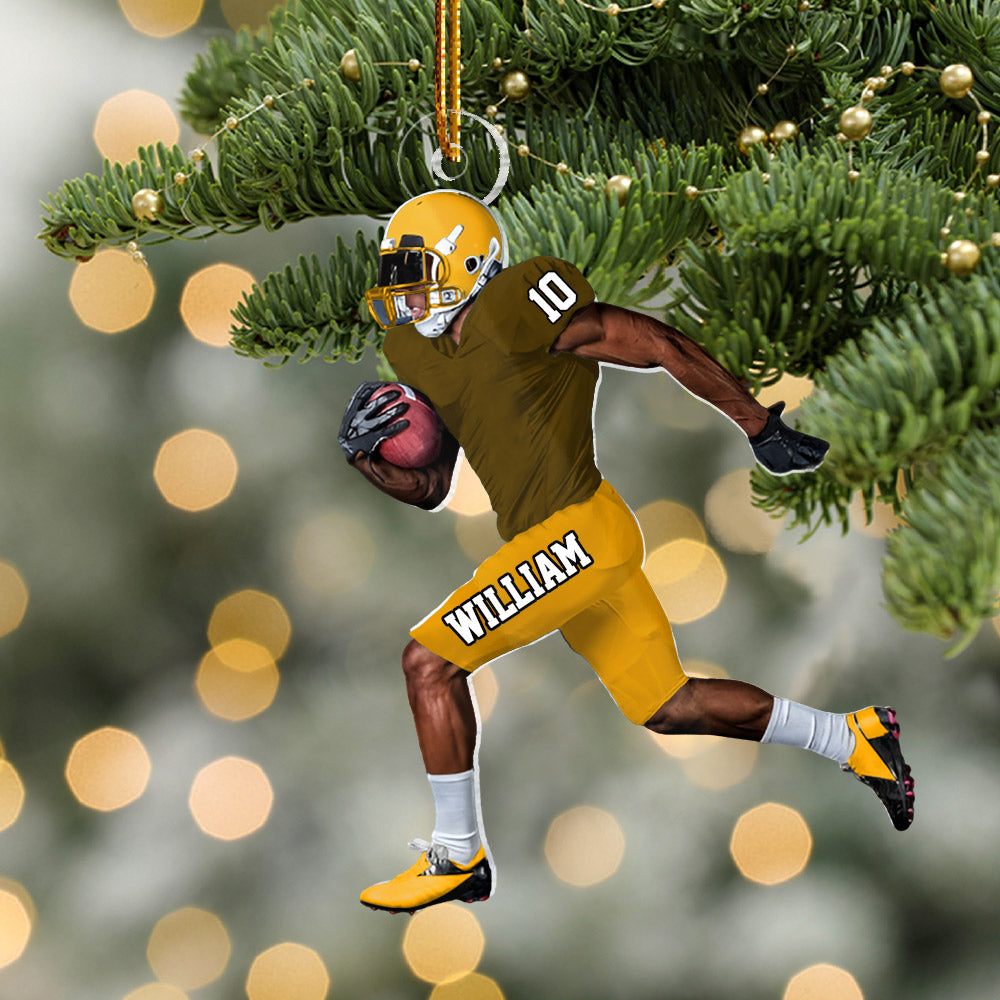 Personalized American Football Ornament, Football Players Running Ornament HH0511 Li29