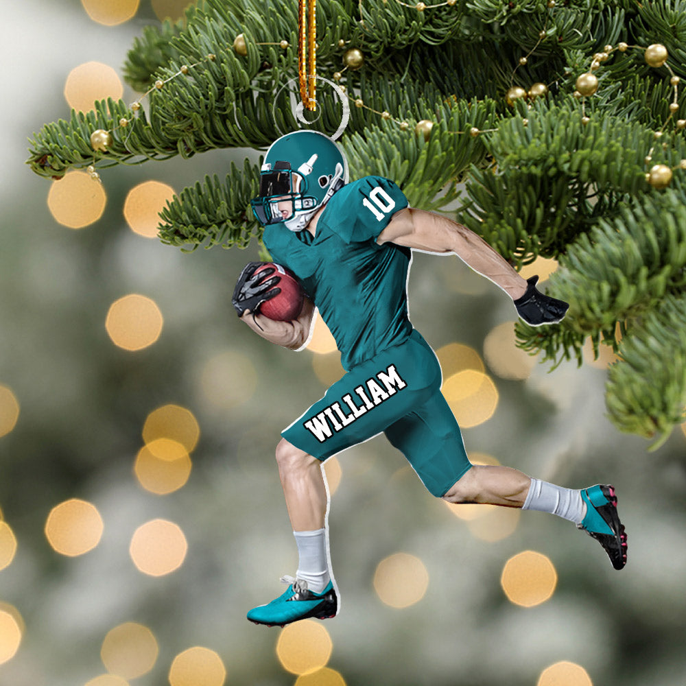 Personalized American Football Ornament, Football Players Running Ornament HH0511 Li29