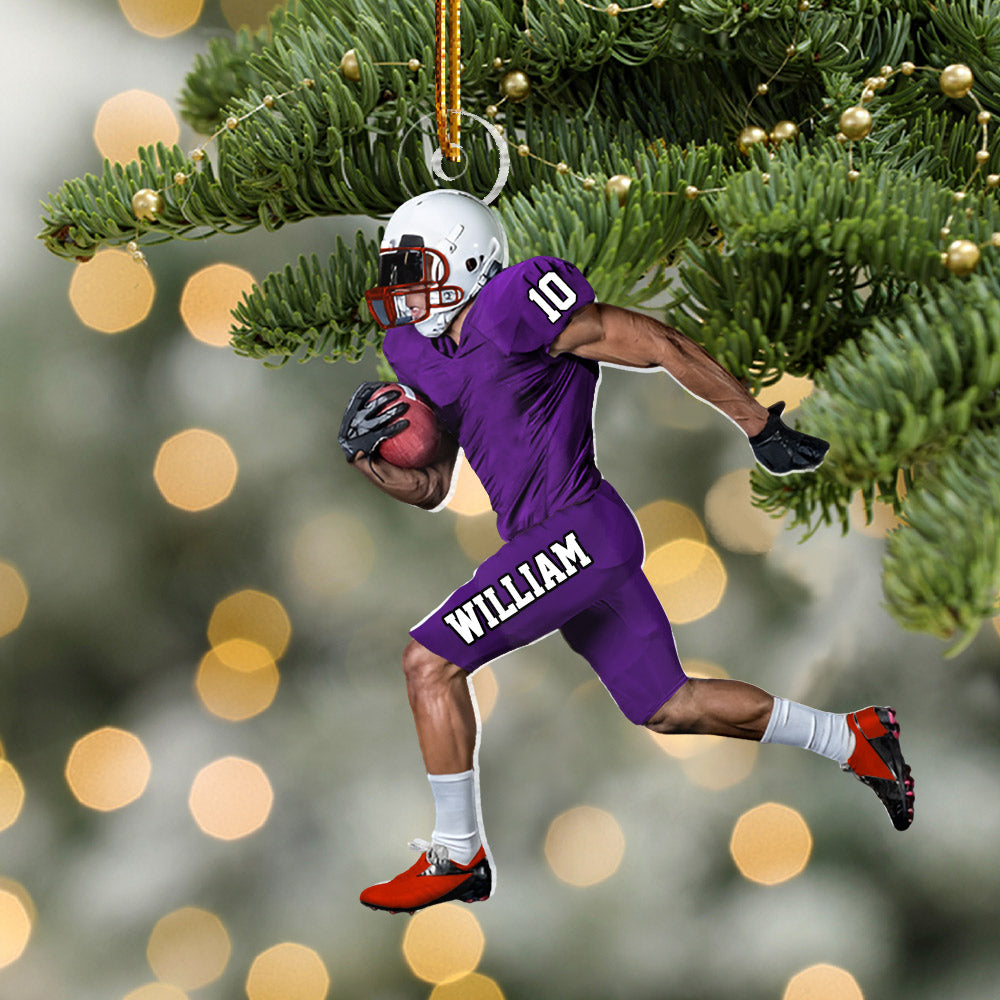 Personalized American Football Ornament, Football Players Running Ornament HH0511 Li29