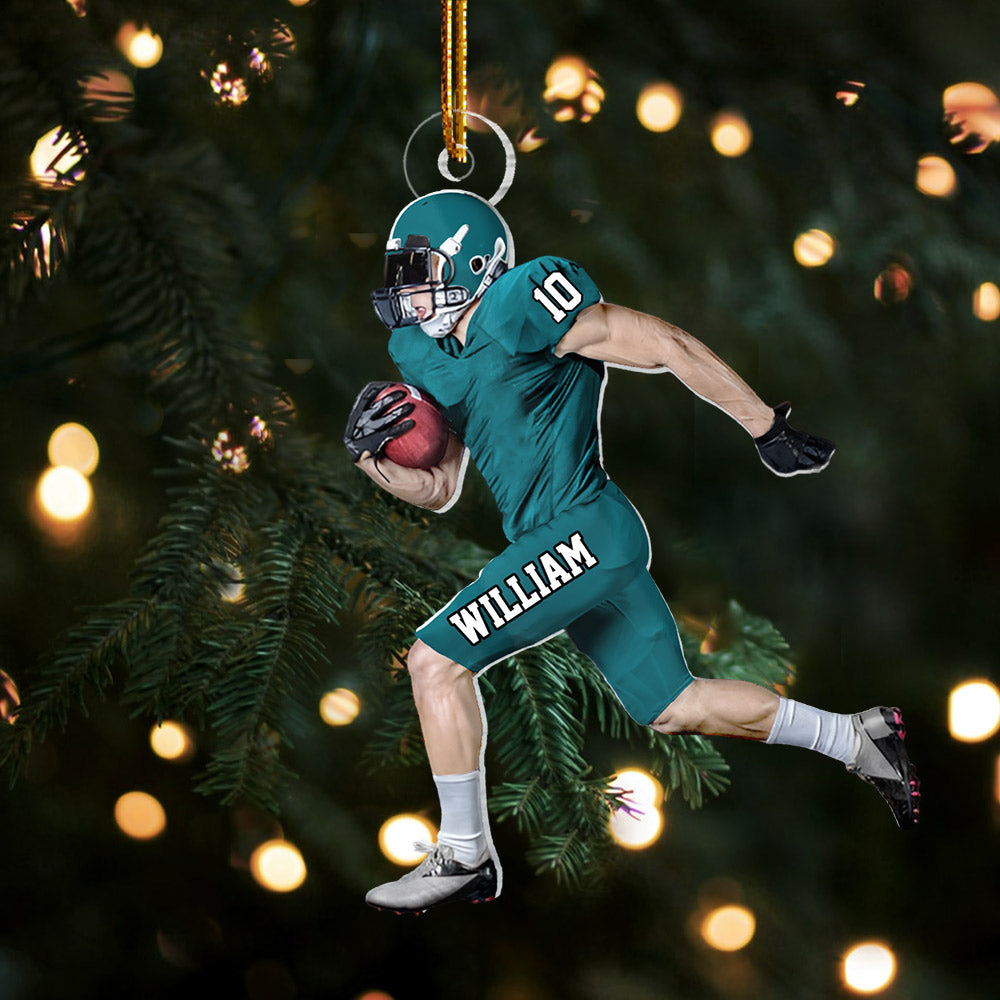 Personalized American Football Ornament, Football Players Running Ornament HH0511 Li29