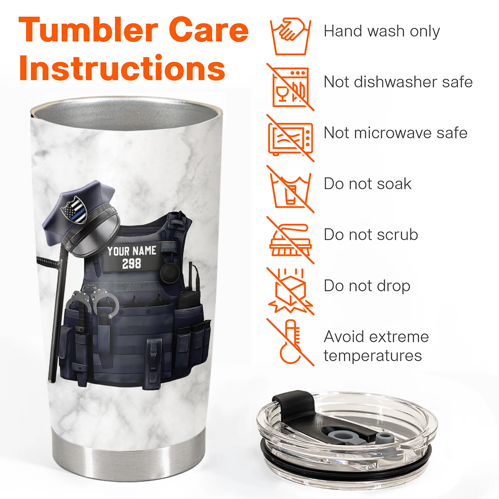 Bulletproof Thin Blue Line Personalized Tumbler Gift For Police - Custom Gifts For Policeman Police Officer Pa00