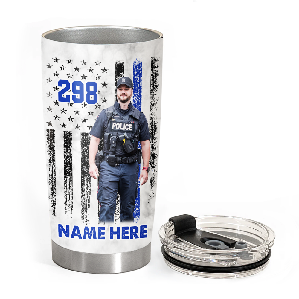 Bulletproof Thin Blue Line Personalized Tumbler Gift For Police - Custom Gifts For Policeman Police Officer Pa00
