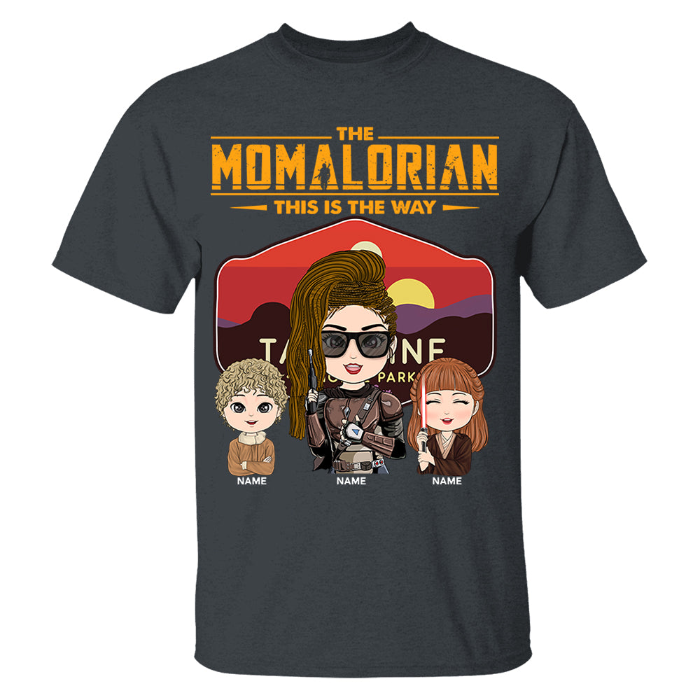 The Momalorian - Personalized Shirt Gift For Mom Custom Nickname With Tatooine Sunset Shirt Gift For Mom