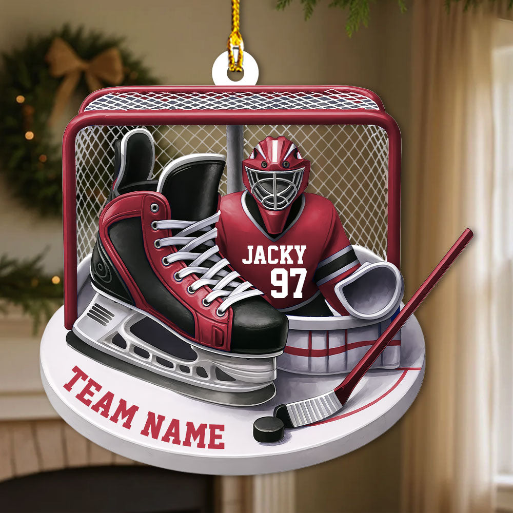 Custom Name And Number Ice Hockey Ornament, Christmas Gift For Hockey Lovers T1807 PT99