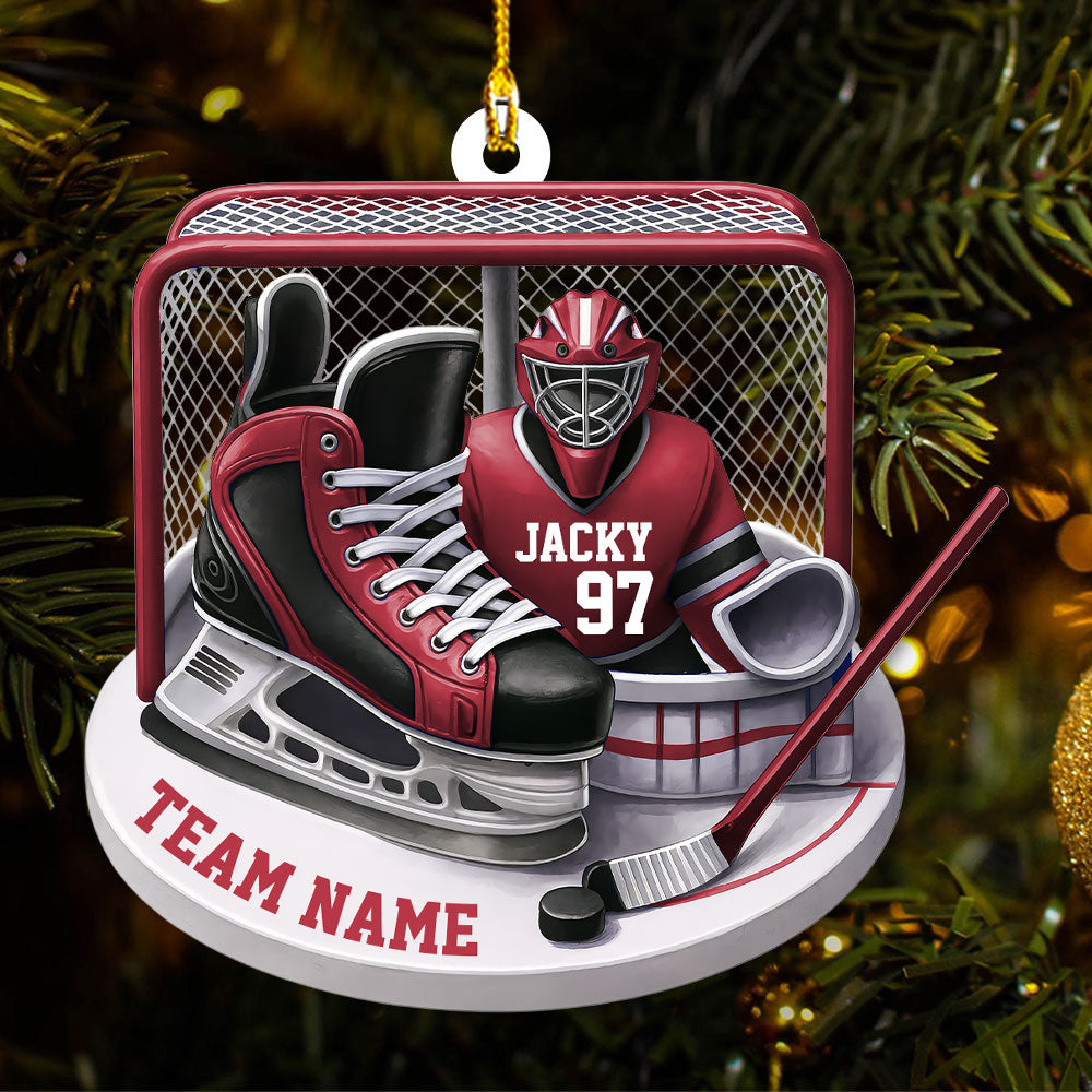 Custom Name And Number Ice Hockey Ornament, Christmas Gift For Hockey Lovers T1807 PT99