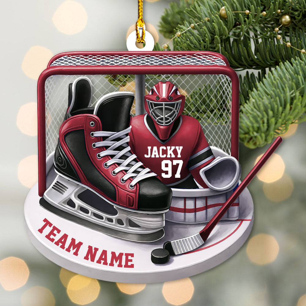 Custom Name And Number Ice Hockey Ornament, Christmas Gift For Hockey Lovers T1807 PT99