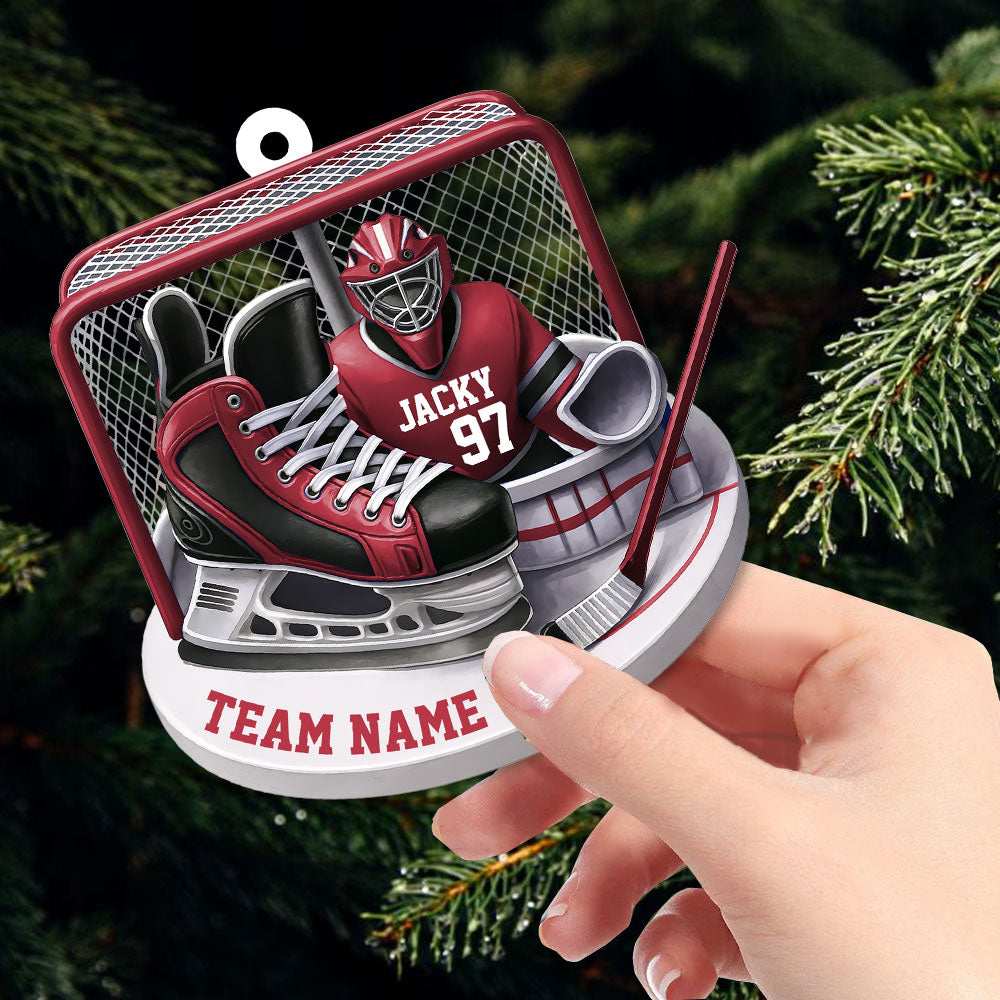 Custom Name And Number Ice Hockey Ornament, Christmas Gift For Hockey Lovers T1807 PT99