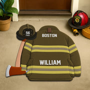 Firefighter Helmet Armor Personalized Doormat For Firefighter Hv01