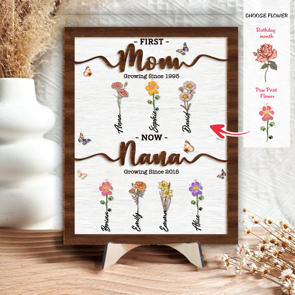 Mother's Day - Personalized Flower Birth Month Garden Wooden Sign Frame