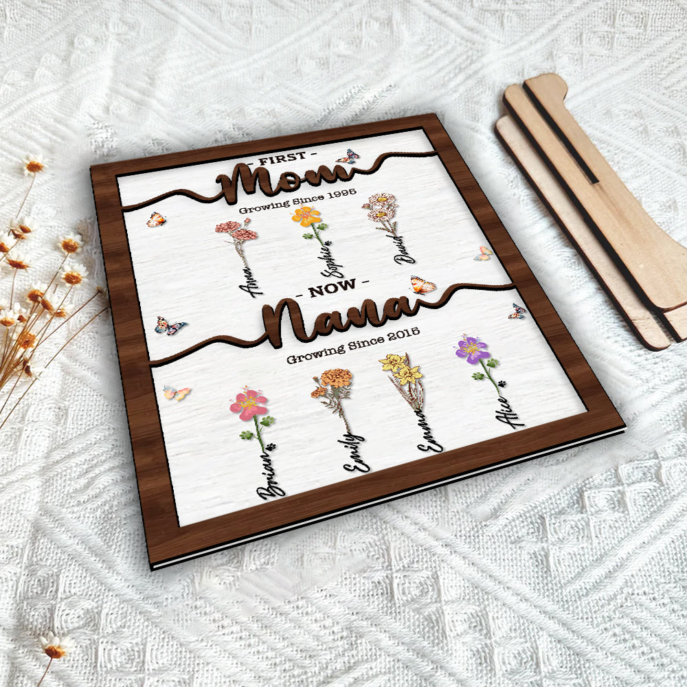 Mother's Day - Personalized Flower Birth Month Garden Wooden Sign Frame