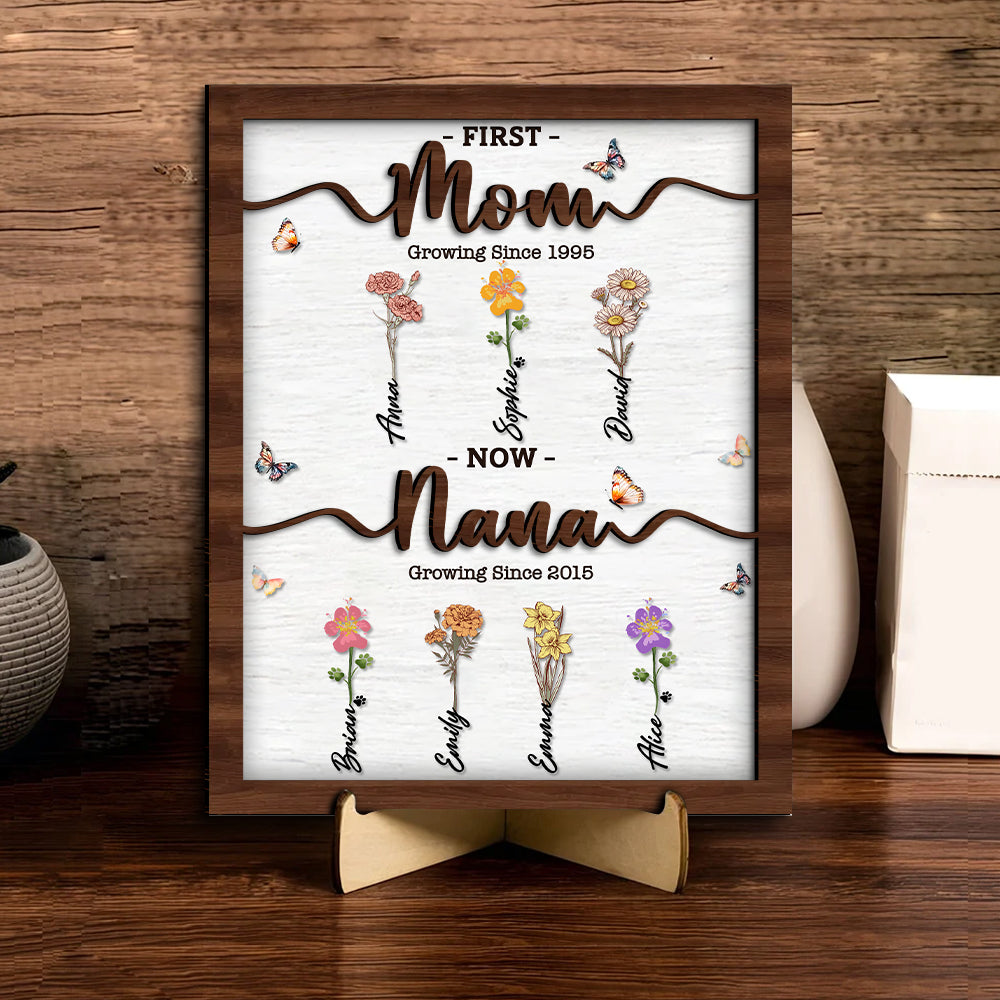 Mother's Day - Personalized Flower Birth Month Garden Wooden Sign Frame