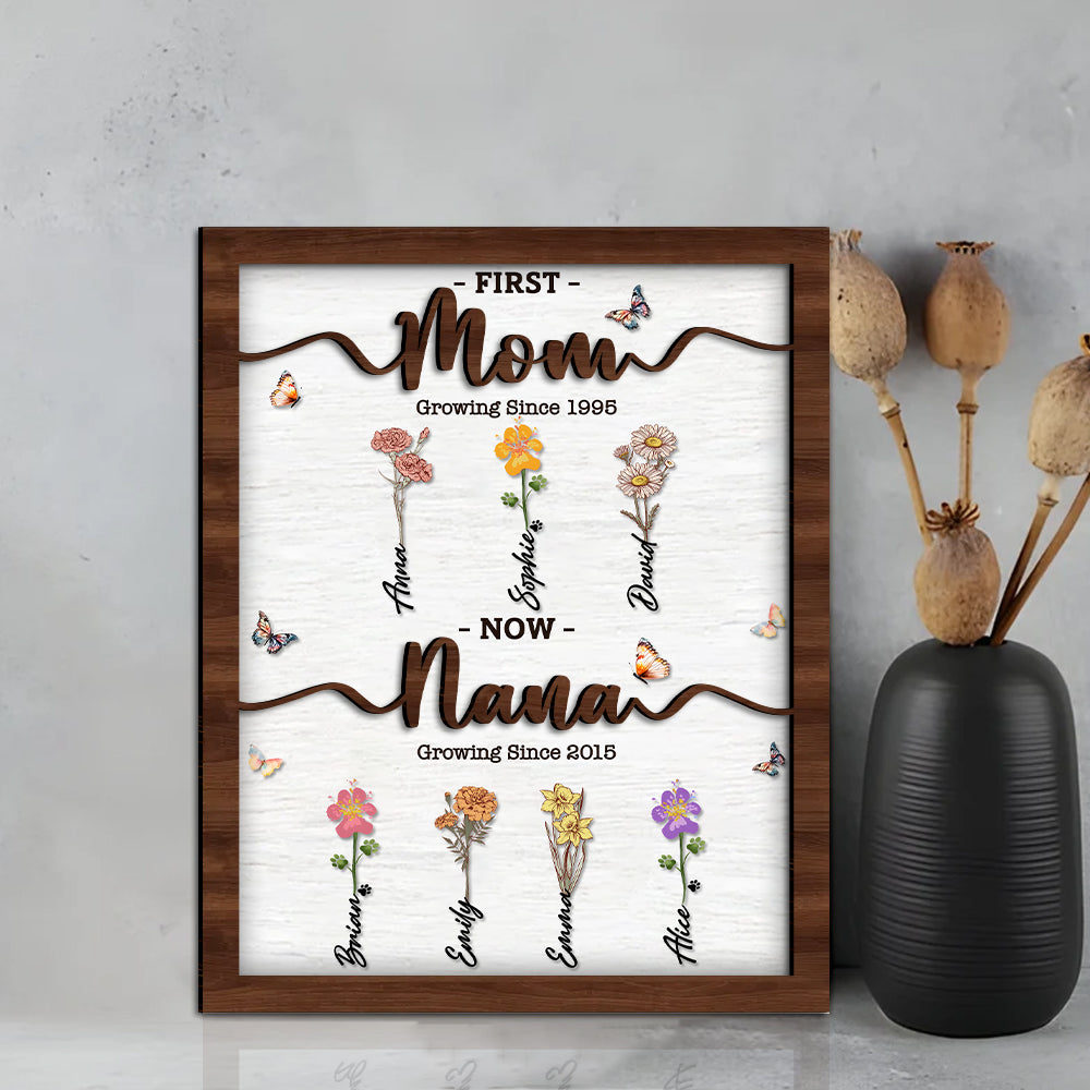 Mother's Day - Personalized Flower Birth Month Garden Wooden Sign Frame