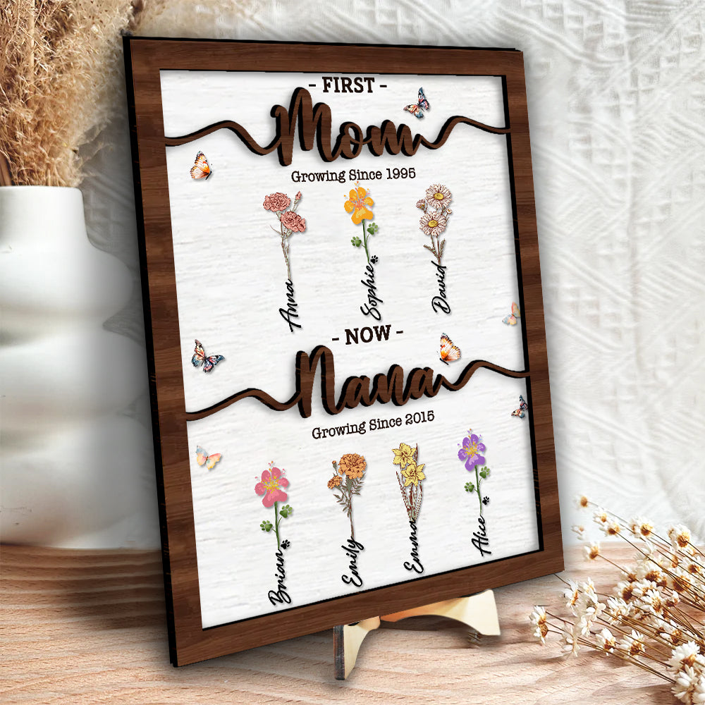 Mother's Day - Personalized Flower Birth Month Garden Wooden Sign Frame