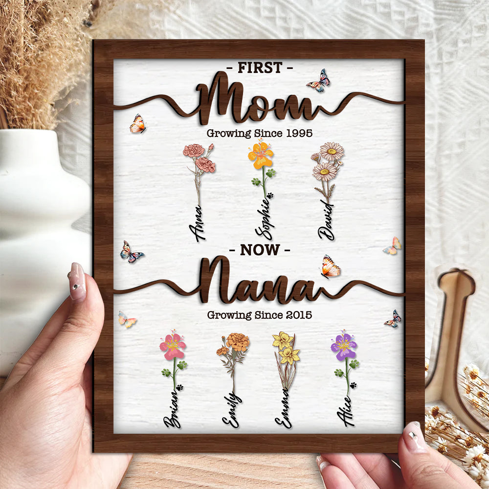 Mother's Day - Personalized Flower Birth Month Garden Wooden Sign Frame