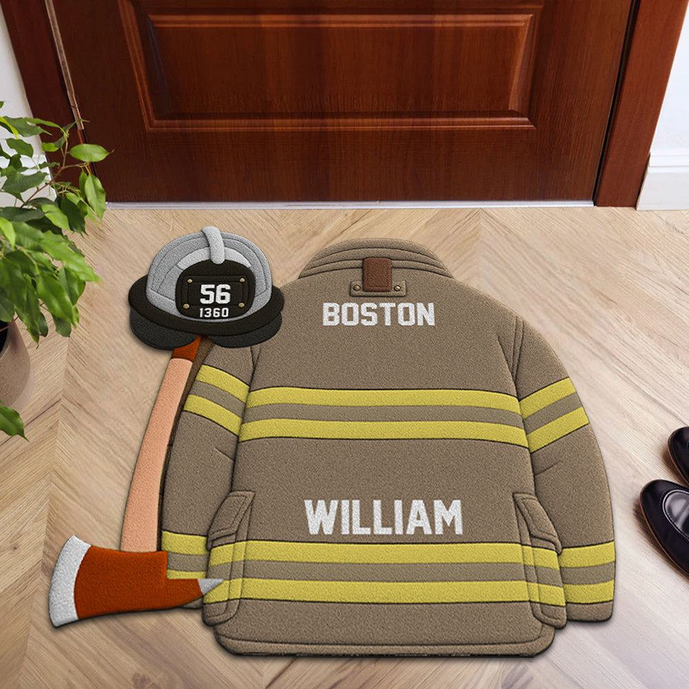 Firefighter Helmet Armor Personalized Doormat For Firefighter Hv01