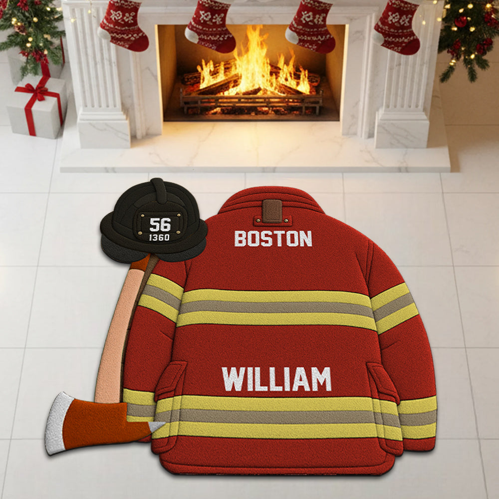 Firefighter Helmet Armor Personalized Doormat For Firefighter Hv01