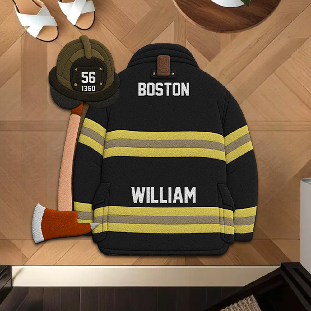 Firefighter Helmet Armor Personalized Doormat For Firefighter Hv01