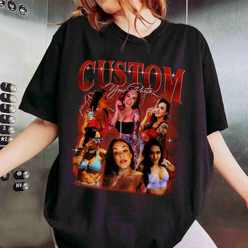 Women InterestPod Custom Your Own Bootleg Rap Tee Shirts Custom Your Text Vintage Shirt