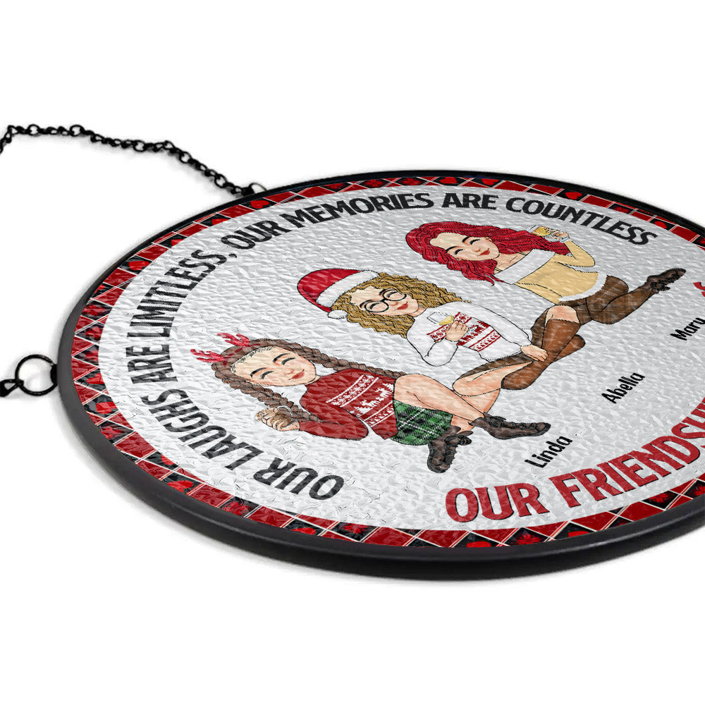 Personalized Our Friendship Is Endless Stained Glass Suncatcher for Window Hanging - Christmas Gift For Best Friends, BFF, Sisters