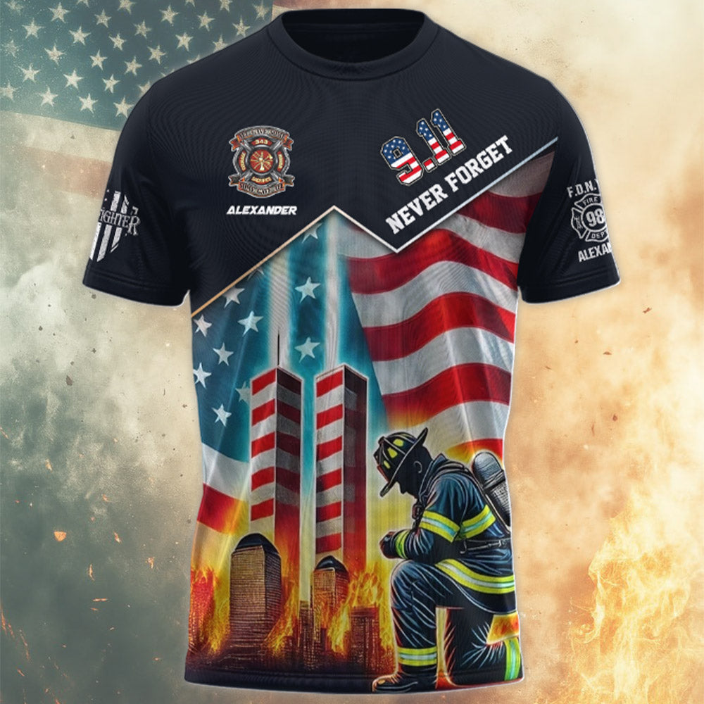 Custom Name Firefighter Shirt, Firefighter Memorial Shirt, Personalized All Over Print Shirt For Firefighter T1807 Pt99