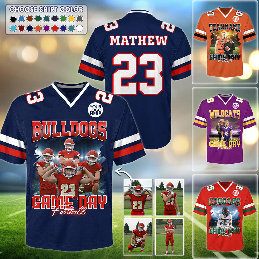 Custom Photo Football Game Day Personalized Football Jersey Shirt Custom Team Name Tu24 Hv01
