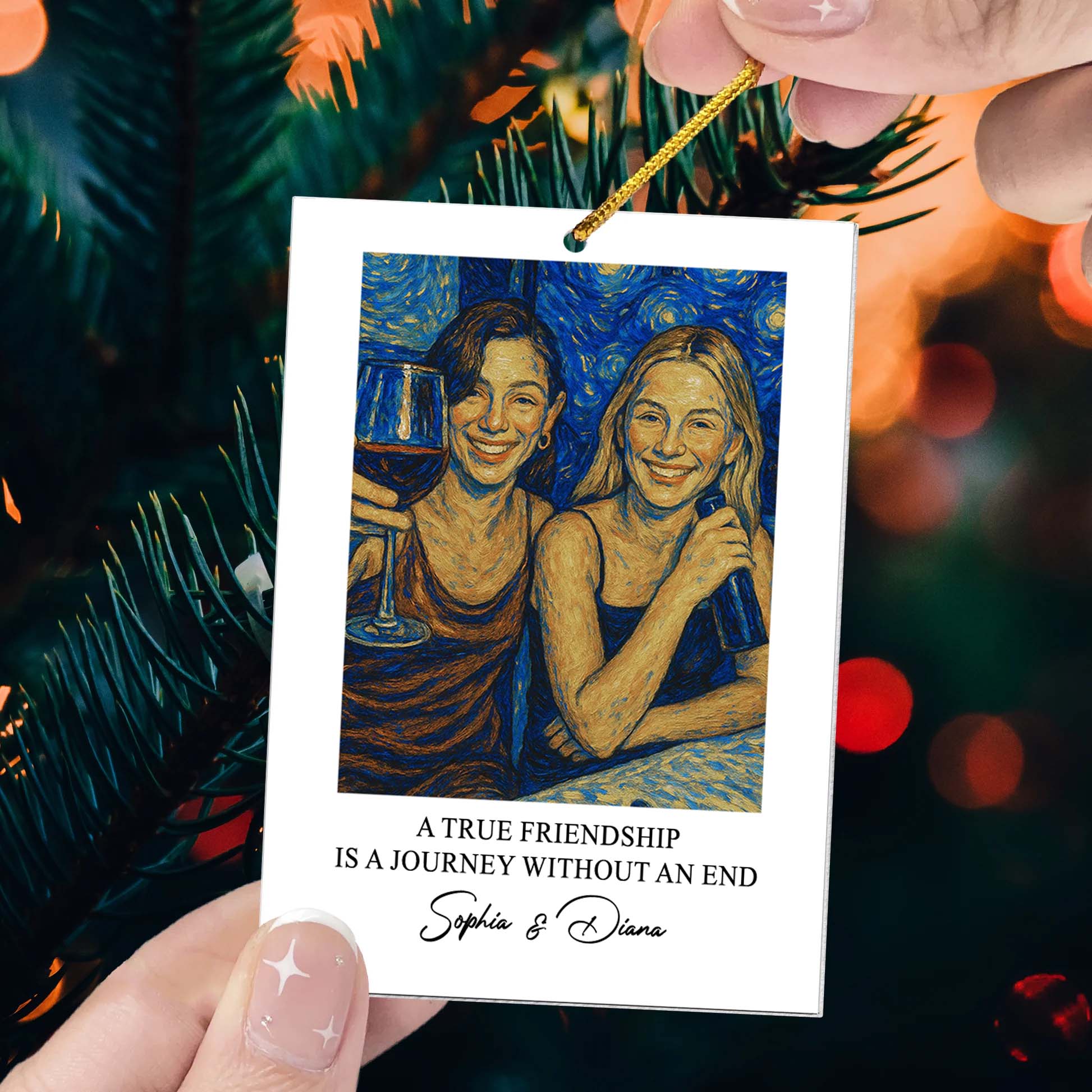 A True Friendship Is A Journey Without An End Van Gogh Art - Personalized Photo Ornament Pt99