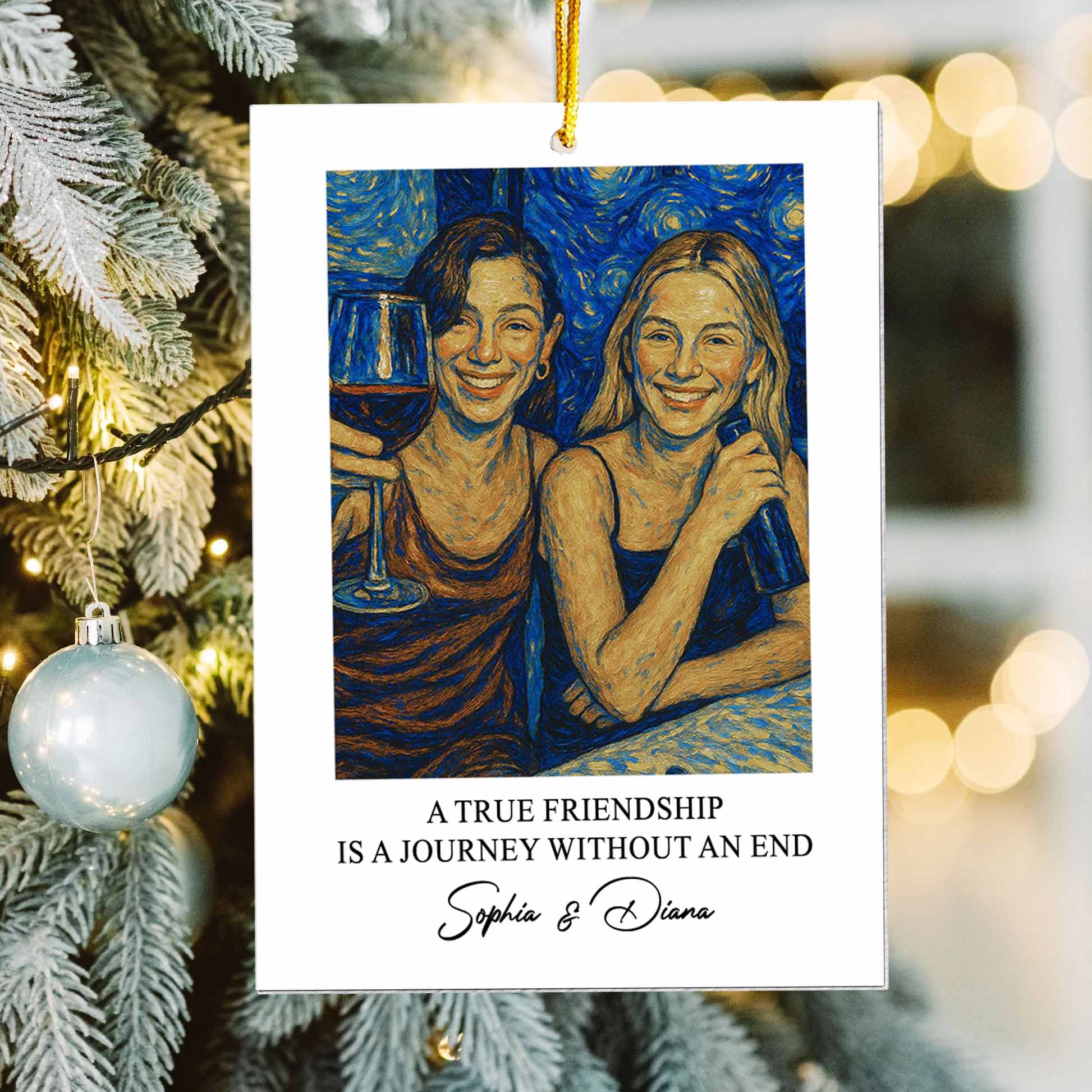 A True Friendship Is A Journey Without An End Van Gogh Art - Personalized Photo Ornament Pt99