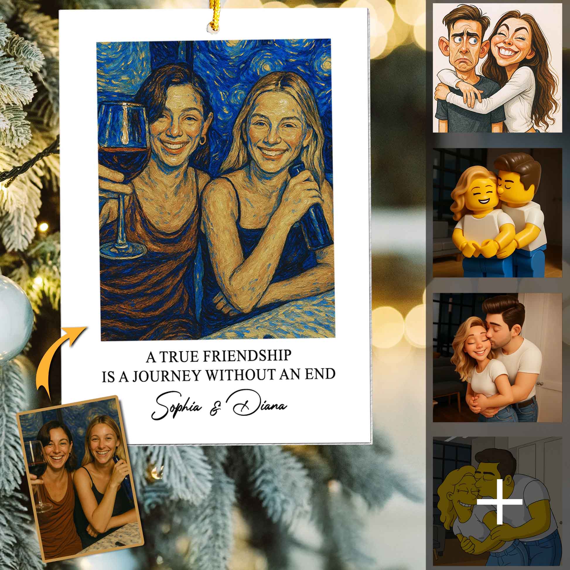 A True Friendship Is A Journey Without An End Van Gogh Art - Personalized Photo Ornament Pt99