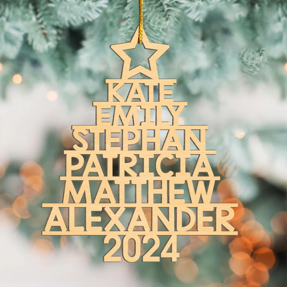 Family Christmas Tree - Family Personalized Custom Ornament - Wood Custom Shaped - Christmas Gift For Family Members