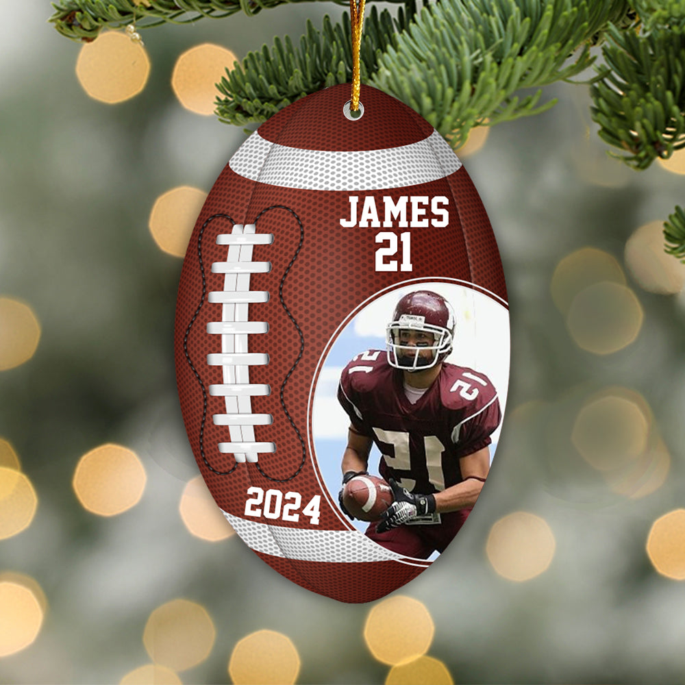 Custom Photo Football Player Ornament - Personalized Acrylic Photo Ornament