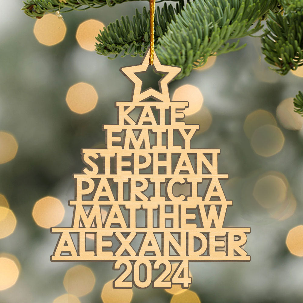 Family Christmas Tree - Family Personalized Custom Ornament - Wood Custom Shaped - Christmas Gift For Family Members