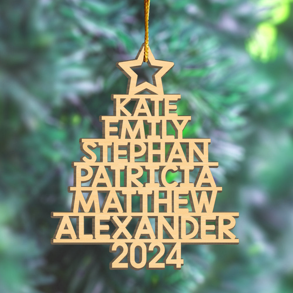 Family Christmas Tree - Family Personalized Custom Ornament - Wood Custom Shaped - Christmas Gift For Family Members