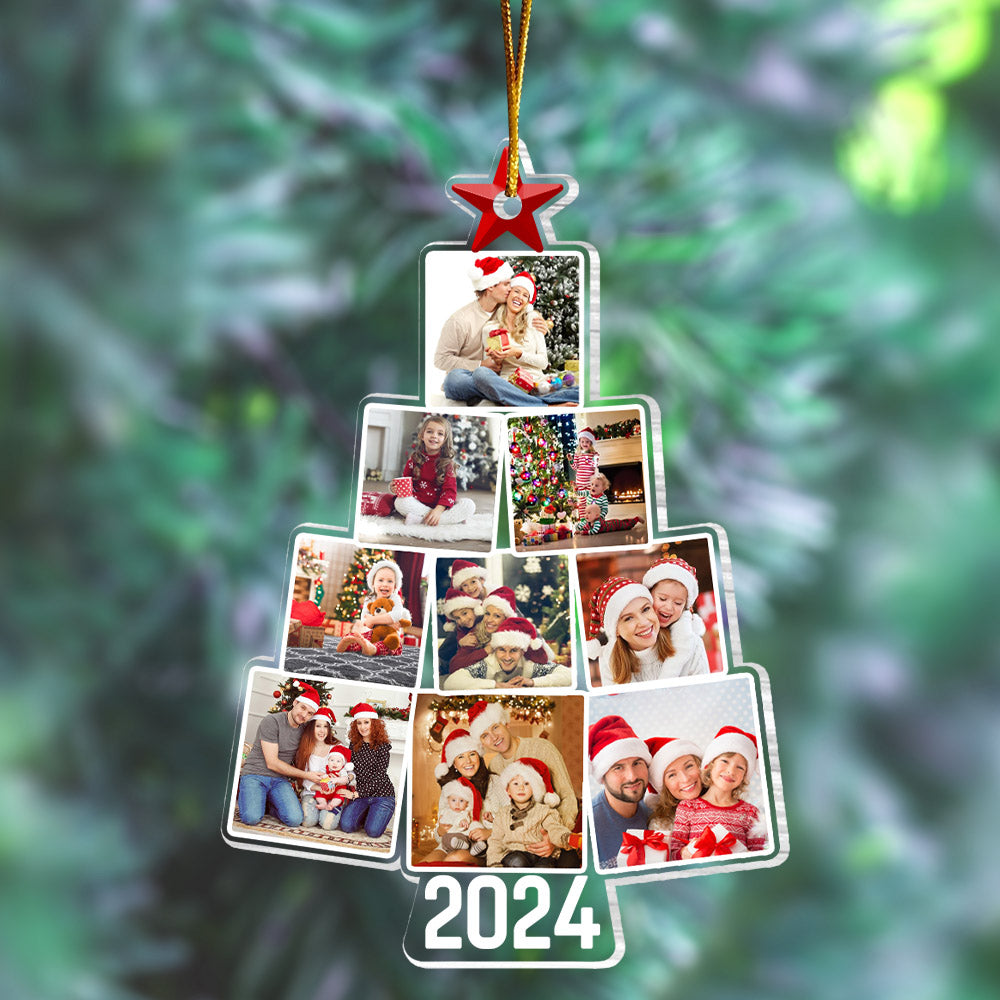 Photo Family Tree Christmas - Personalized Acrylic Photo Ornament
